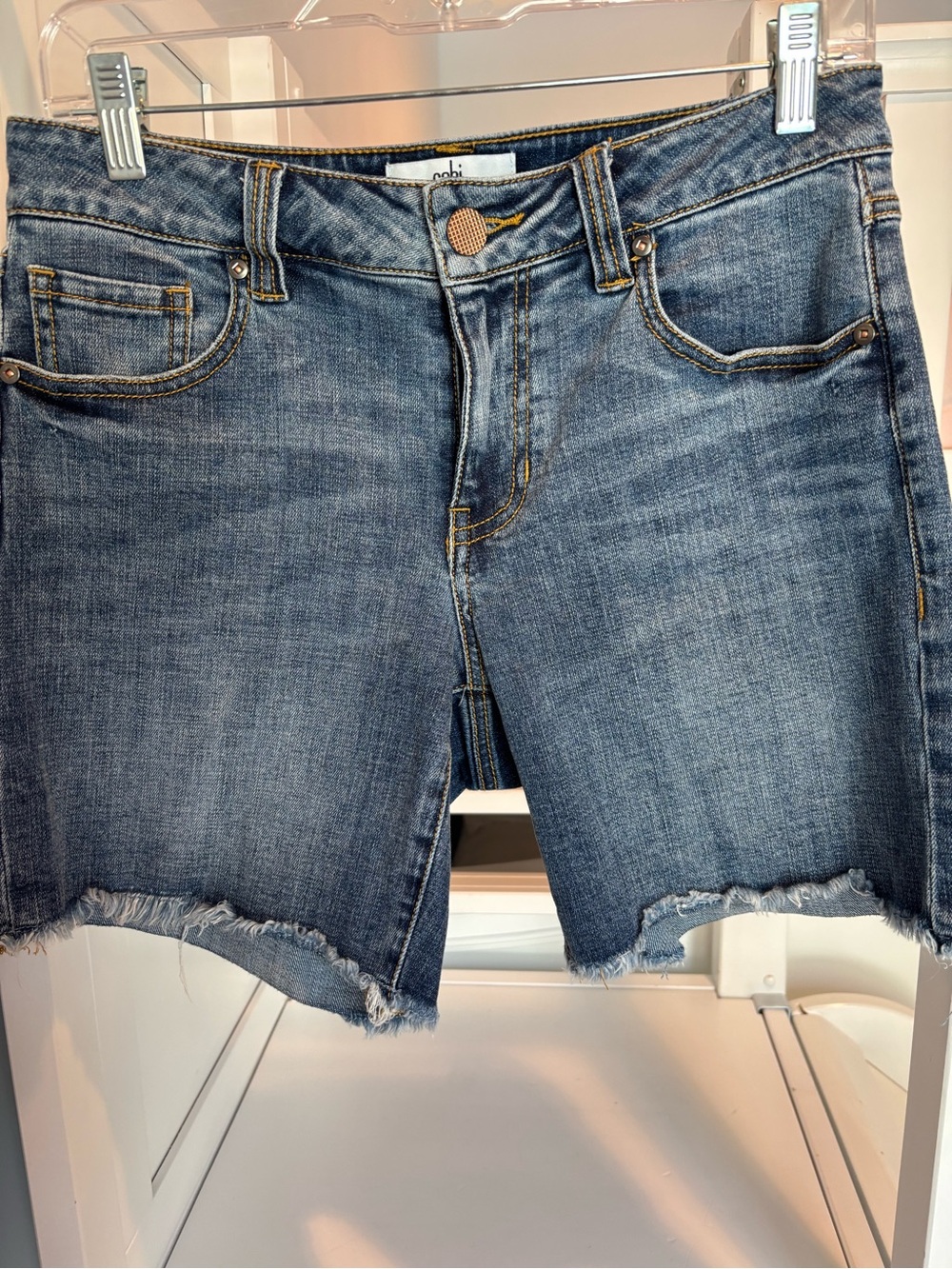 CAbi Boyfriend Denim Cutoff Shorts - Blue Wash